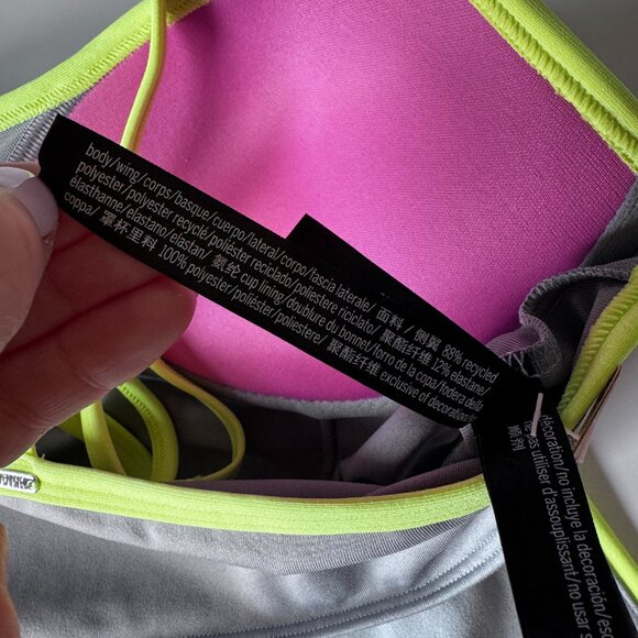 PINK Victoria's Secret Activewear Set Sports Bra and Bike Shorts Gray Lime Green - Picture 6 of 16